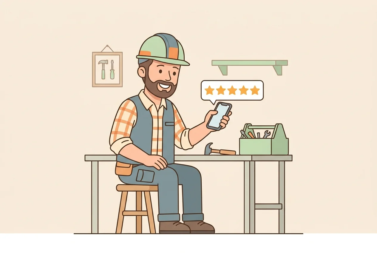 Artisan consultant les avis Trustpilot sur son smartphone