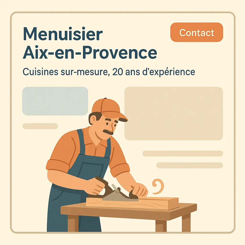 Exemple page d'accueil site artisan menuisier